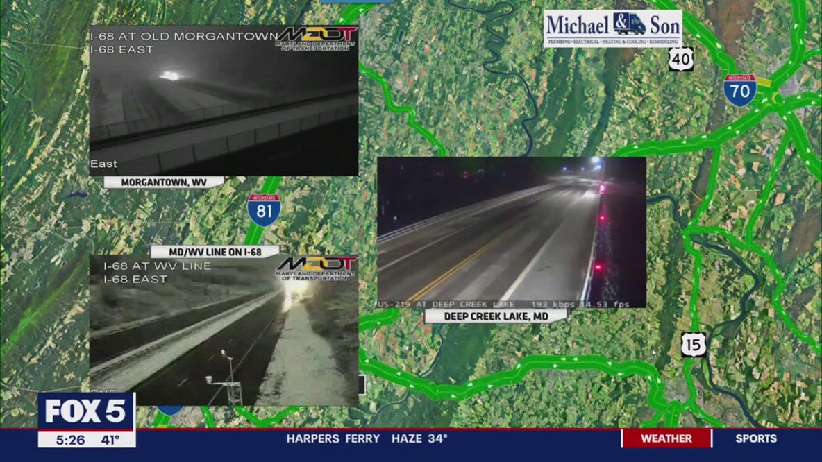 Snow falls in parts of Maryland, West Virginia